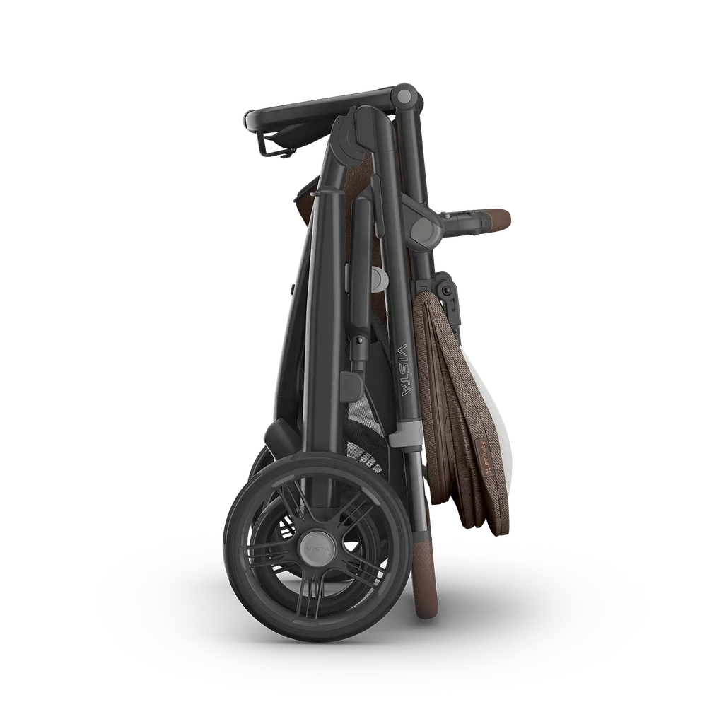 Uppababy Vista V3 Kinderwagen Owen - Mocha Mélange - Carbon Frame Met Kastanje Bruin Leer