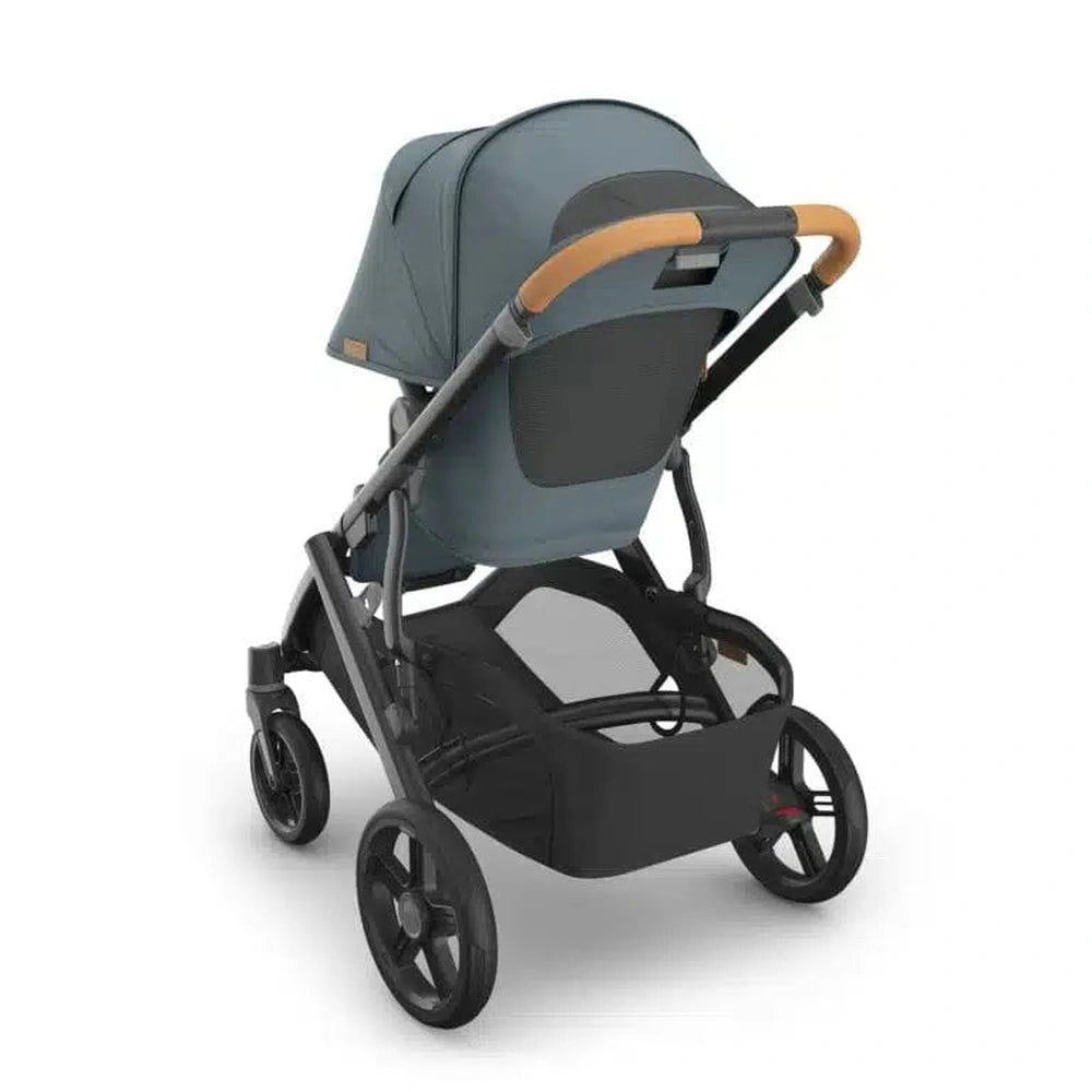 Uppababy Vista V3 Kinderwagen Dillan - Stone Blue - Carbon Frame Met Zand Bruin Leer