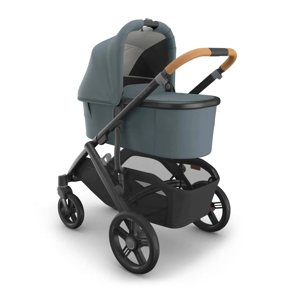 Uppababy Vista V3 Kinderwagen Dillan - Stone Blue - Carbon Frame Met Zand Bruin Leer
