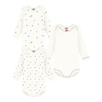Petit Bateau 3 Bodies Amerikaanse Hals Lange Mouwen - Multicolor