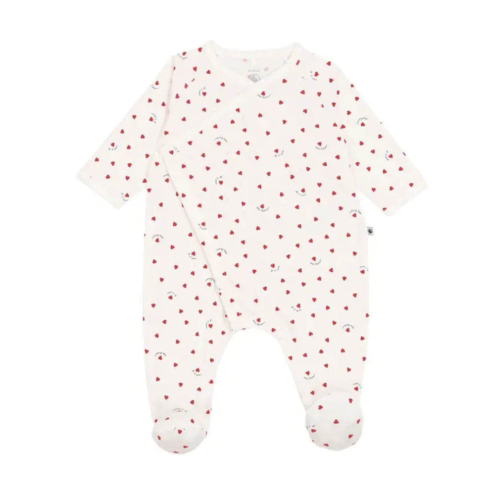 Petit Bateau Slaappakje - Wit met hartjes