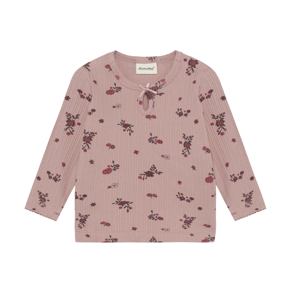Minymo T-shirt côtelé à manches longues avec imprimé - Fauve