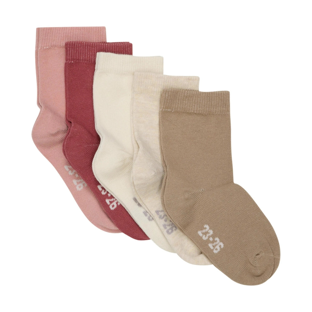 Minymo Socquettes multicolores 5 paires - Rose nuage