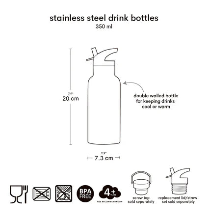 Little Lovely XL Stainless Steel Drinkbus 350ml - Hearts