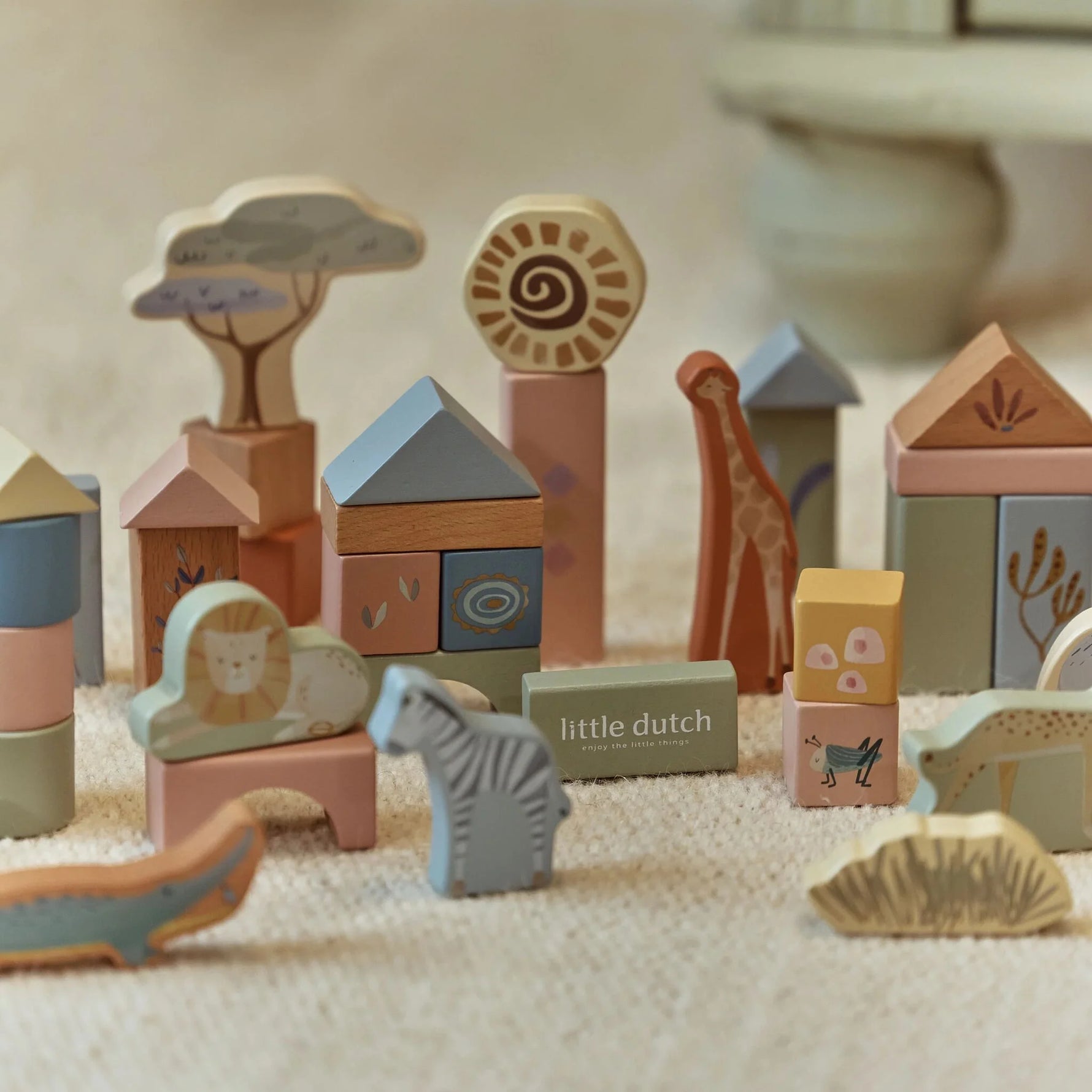 Little Dutch Safari Friends Houten Blouwblokken