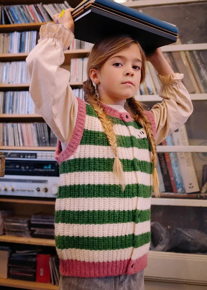Sproet & Sprout Gilet tricoté rayé - Vert foncé