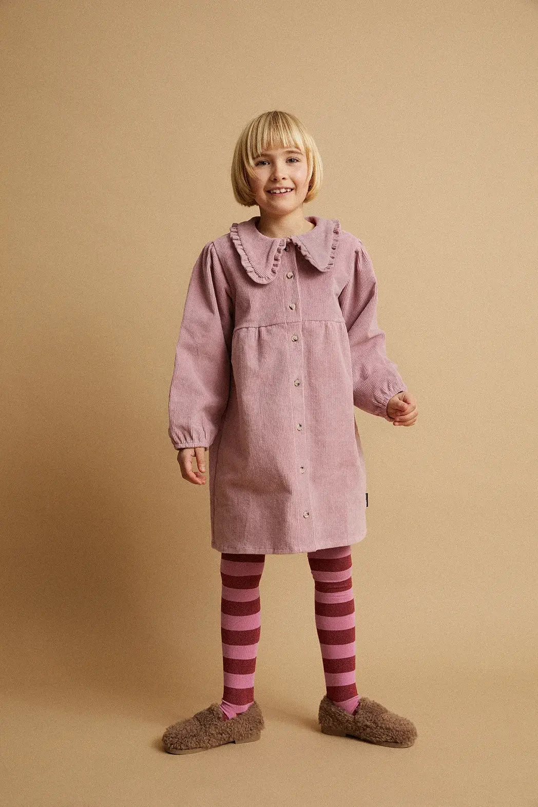 Sproet & Sprout Ribfluwelen Jurk Met Kraag - Painters Blush