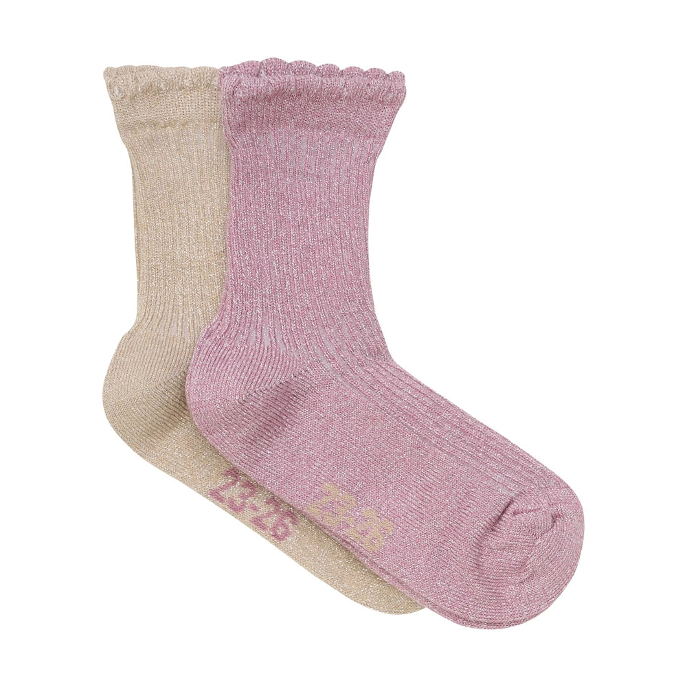 Minymo Chaussettes à paillettes 2-pack - Orchidée poussiéreuse
