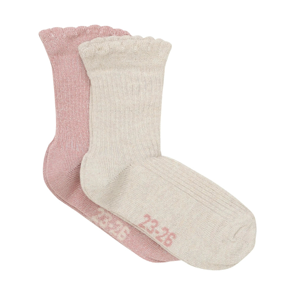 Minymo Chaussettes à paillettes lot de 2 - Rose cendré