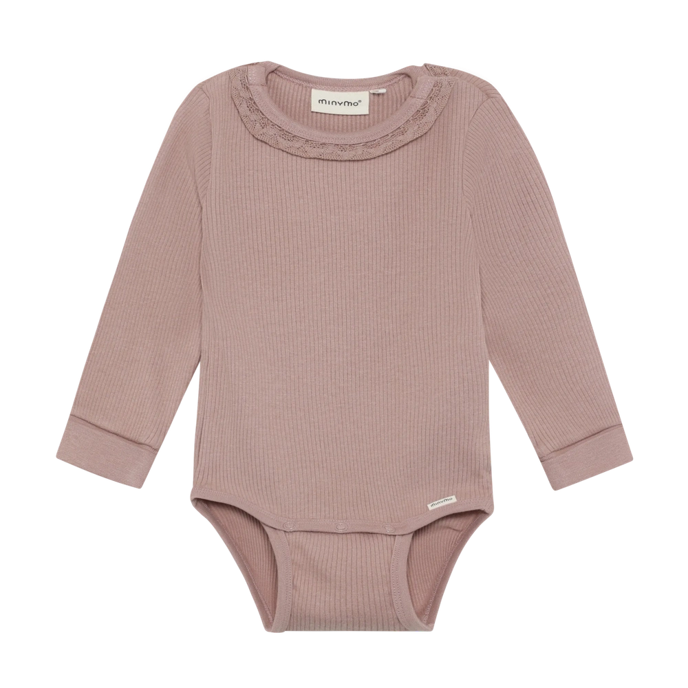 Minymo Bodysuit côtelé à manches longues - Fauve