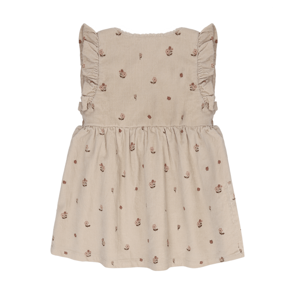 Minymo Robe en velours côtelé à manches courtes avec imprimé et doublure - Gris plume
