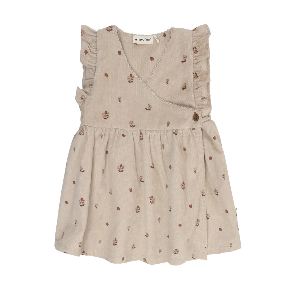Robe en velours côtelé à manches courtes avec imprimé et doublure - Feather Gray