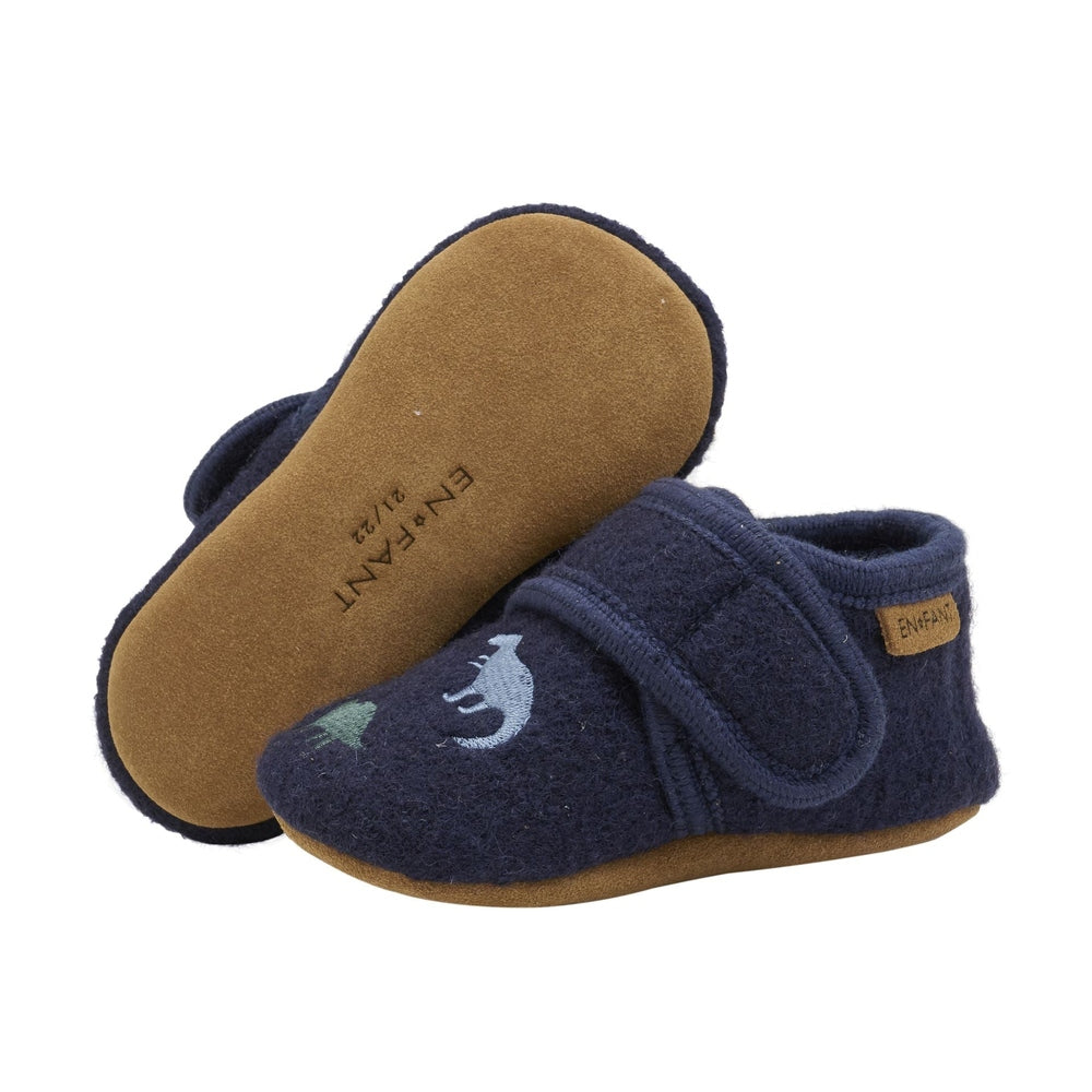 Chaussons en laine En Fant avec broderie - bleu marine