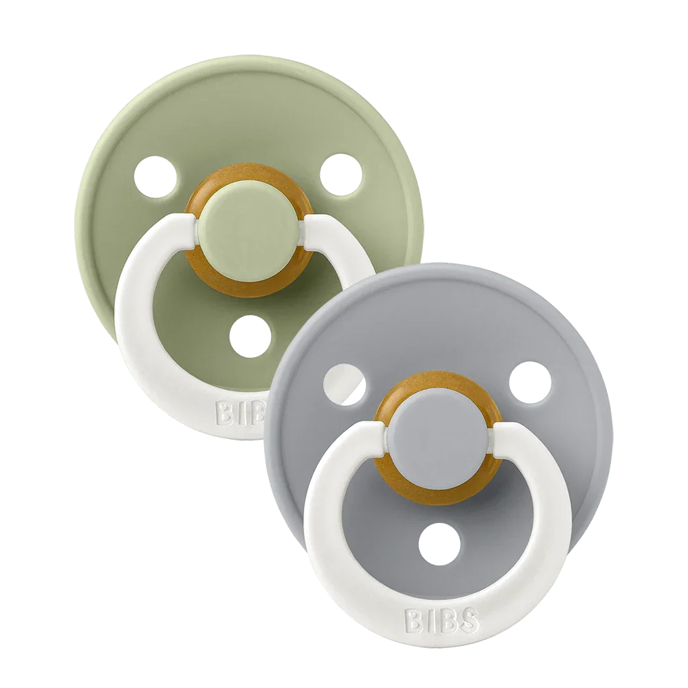 BIBS Sucette ronde GLOW lot de 2 - Sauge/Cloud