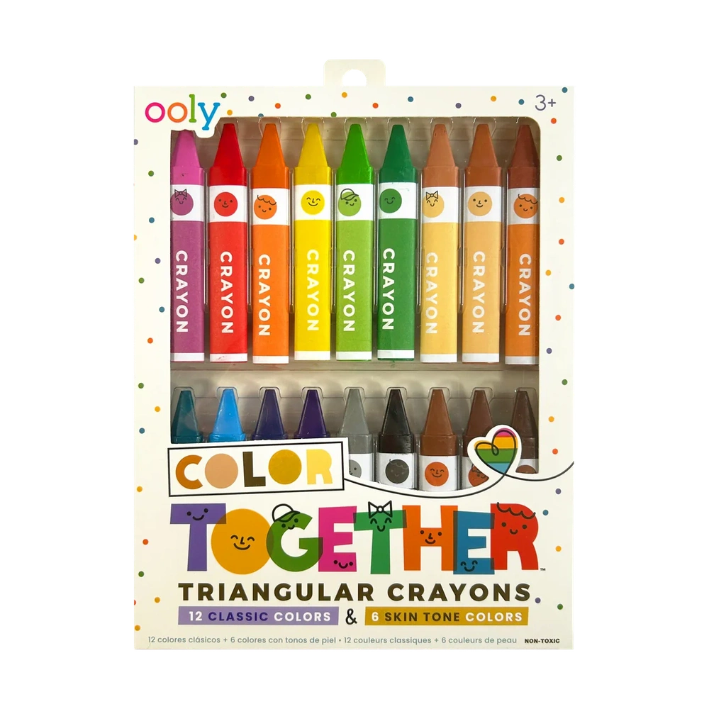 Ooly - Color Together - Driehoekige Wasco's - 12 Klassieke Kleuren - 6 Huidskleuren