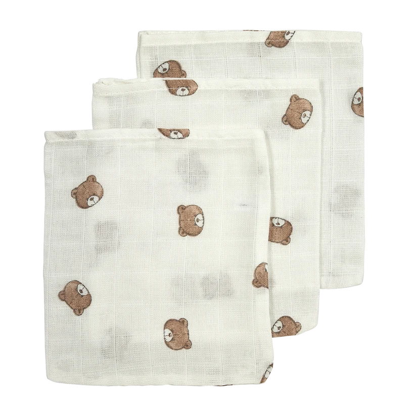 Meyco Hydrofiele Washandjes 20x17cm 3-pack - Bear Multicolor
