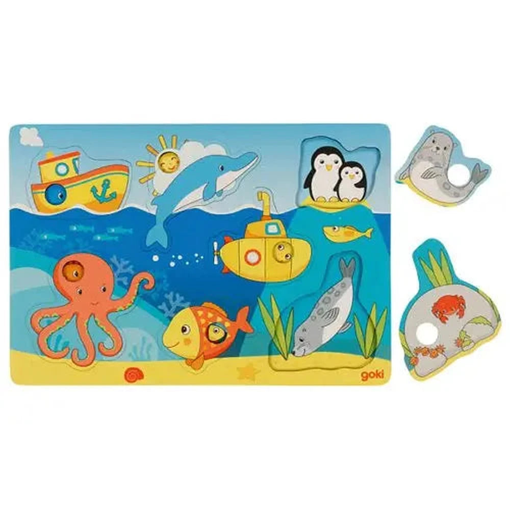 Puzzle à encastrement Goki - animaux marins