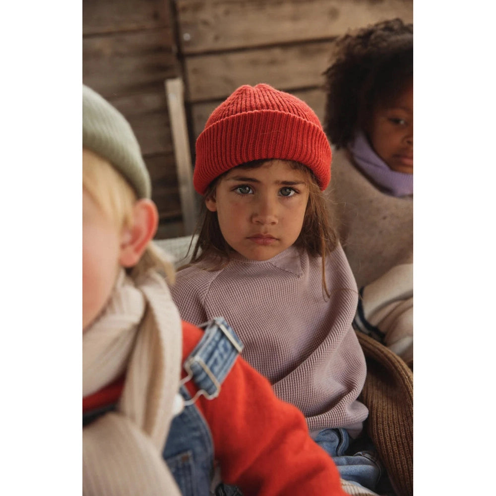 Hvid Beanie Fonzie - Red