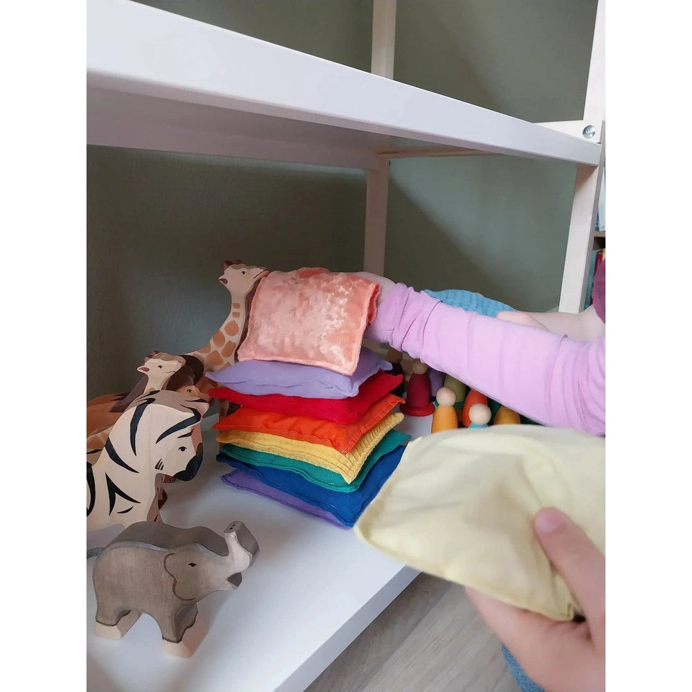 Pit&Play Sacs sensoriels pastel + voile de jeu en coton offert, taille moyenne, Fade Pastel