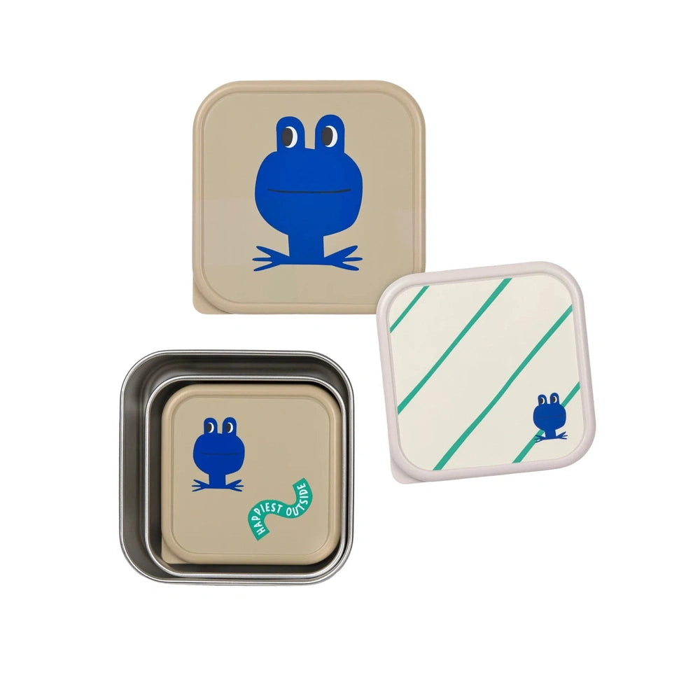 Lässig Set de 3 boîtes à goûter en acier inoxydable - Happy Trails Frogs