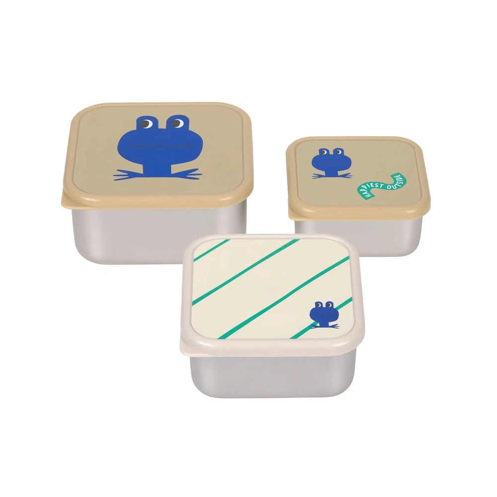 Lässig Set de 3 boîtes à goûter en acier inoxydable - Happy Trails Frogs
