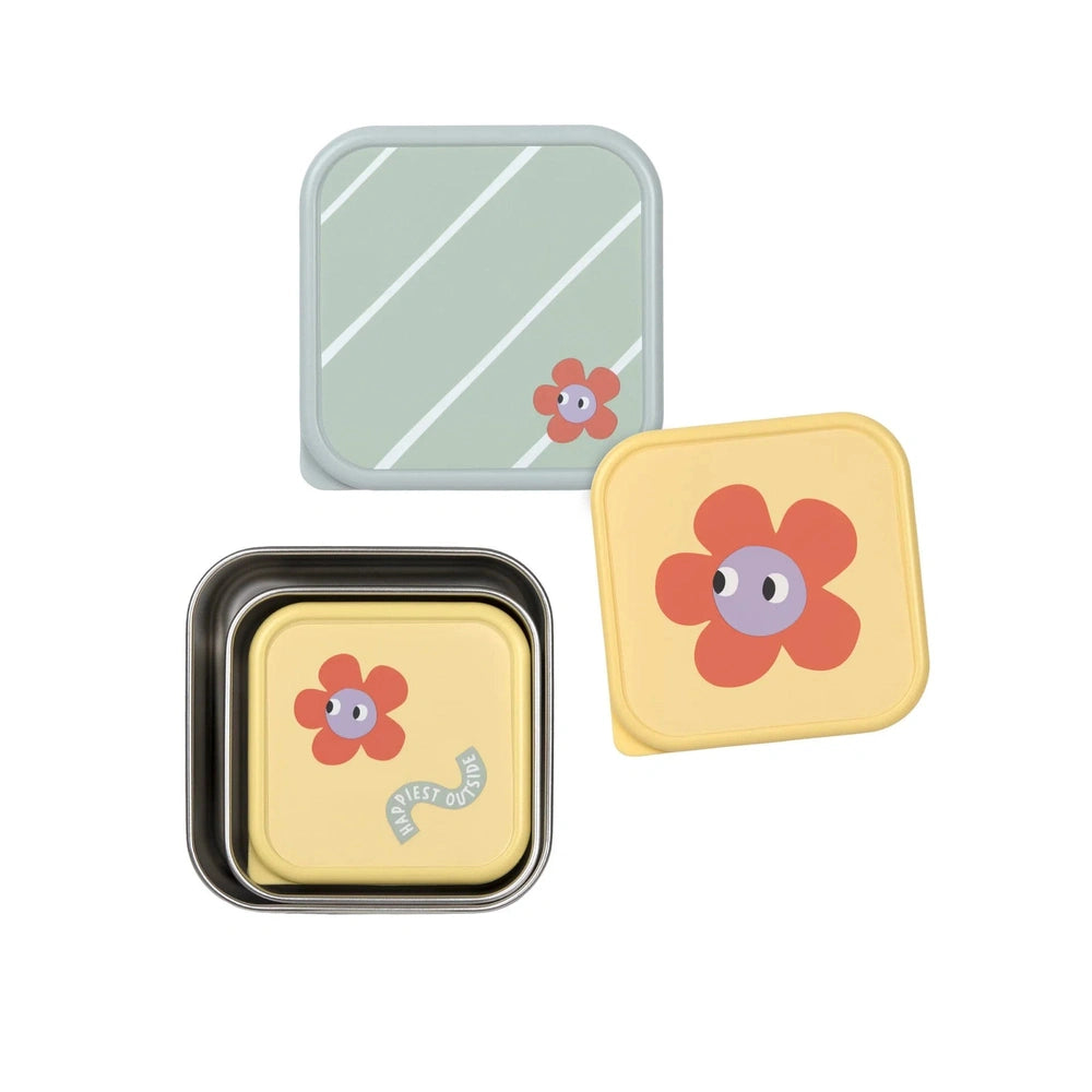 Lässig Lot de 3 boîtes à goûter en acier inoxydable - Happy Trails Flower