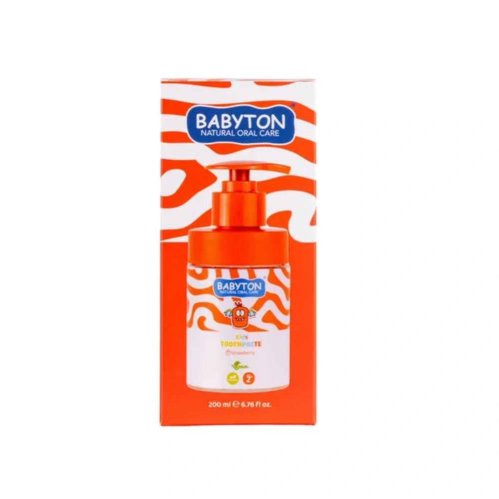 Babyton Kindertandpasta Met Fluoride 2+ Pompflacon v 200ml - Aardbei