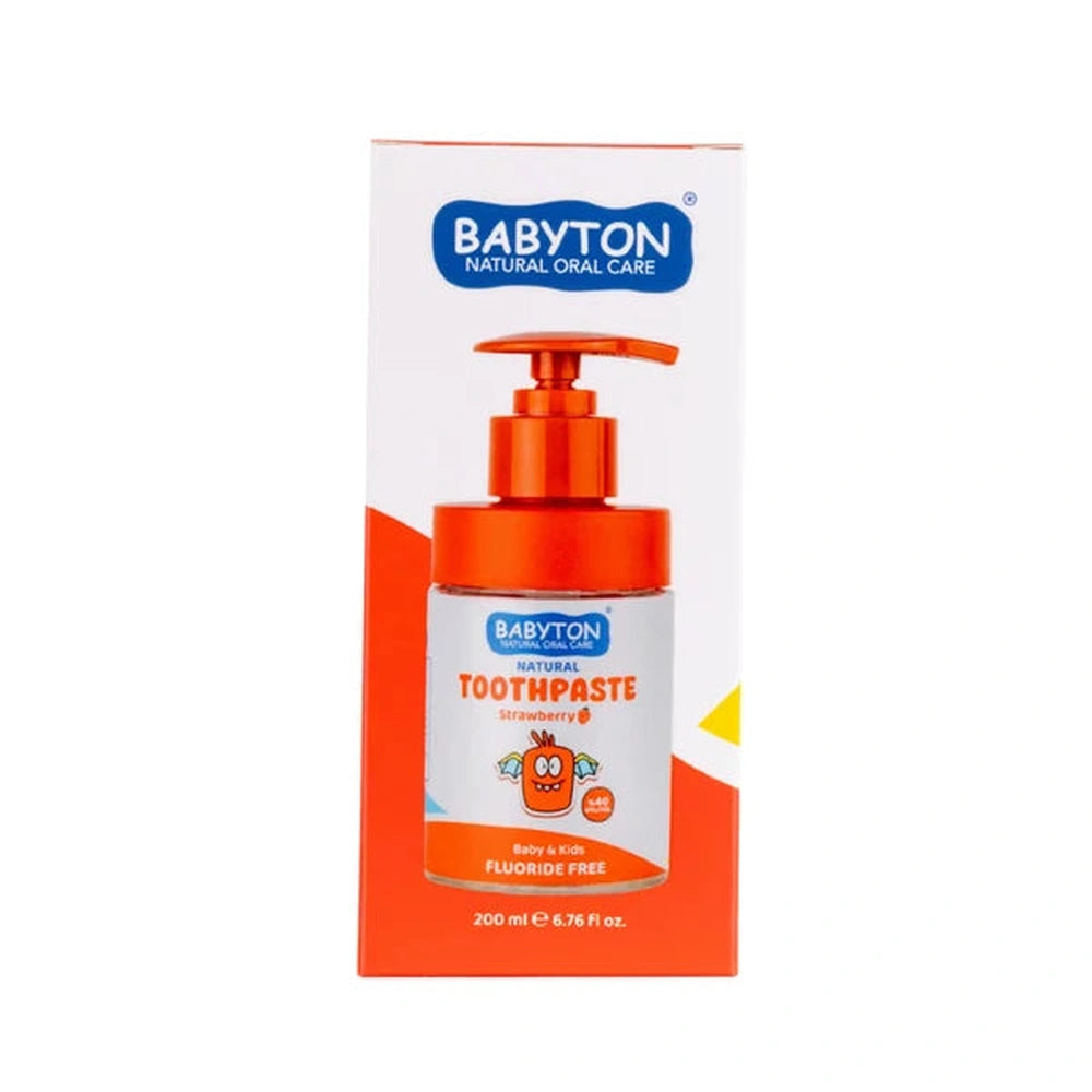 Babyton Tandpasta Baby & Kind Fluoridevrij In Pompflacon 200ml - Aardbei