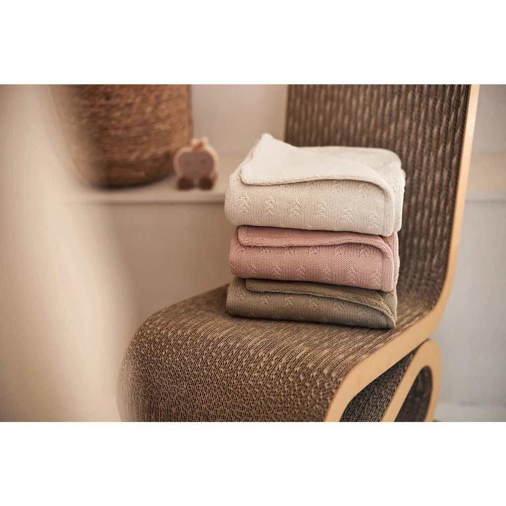 Jollein Wiegdeken Grain Knit 75x100cm - Olive Green/Velvet