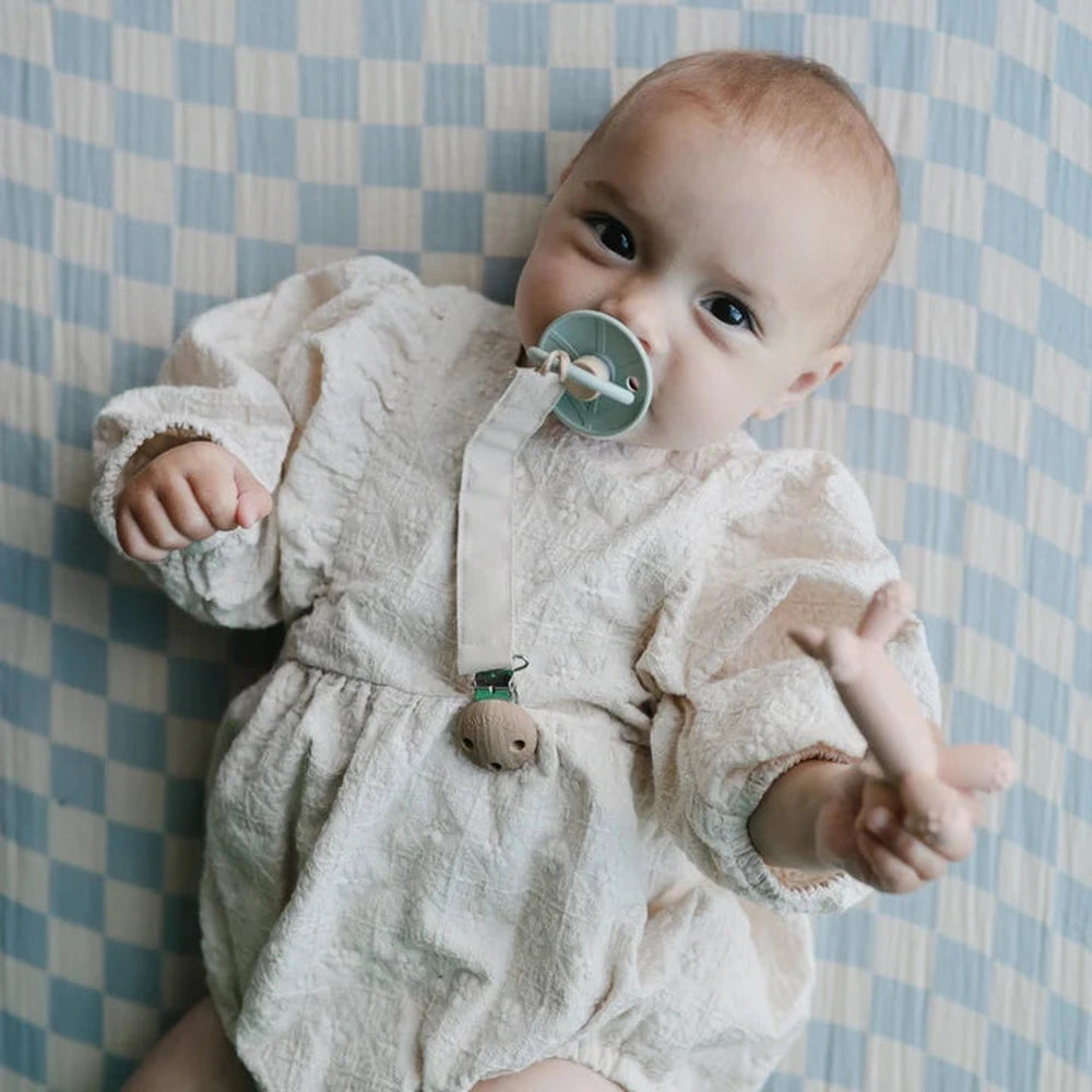 Mushie Set Van 2 Linnen Speenkoorden - Olive/Sand