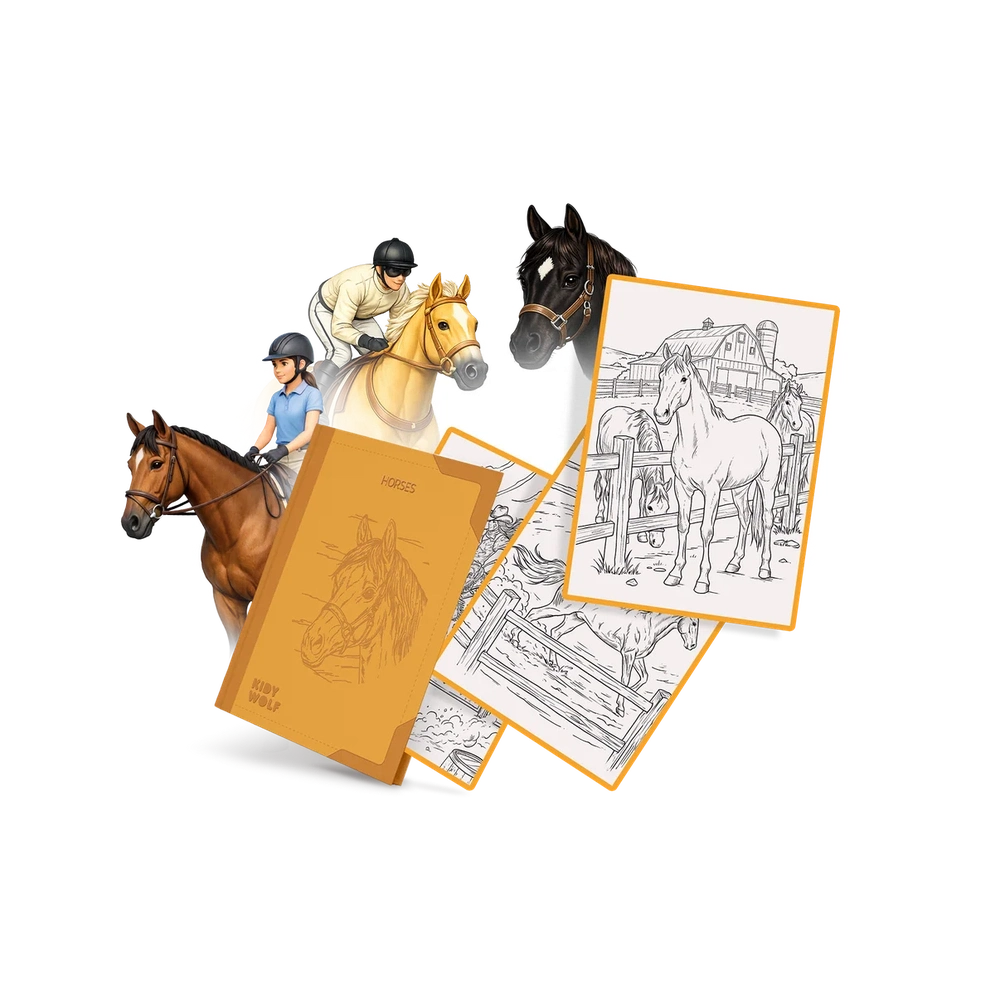Kidywolf Refill KidydrawPad 30 Overtrektekeningen - Horses