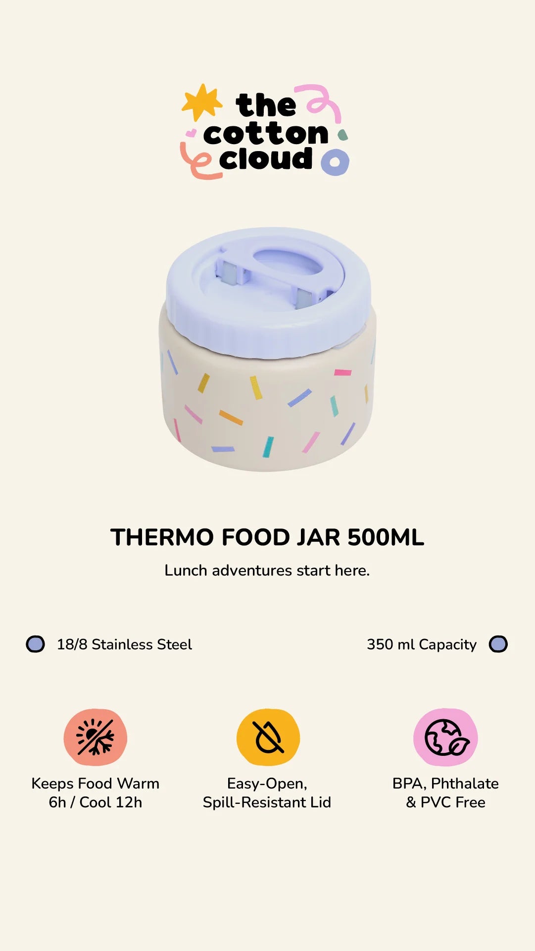 The Cotton Cloud Thermo Food Jar 500ml - Woof Gang