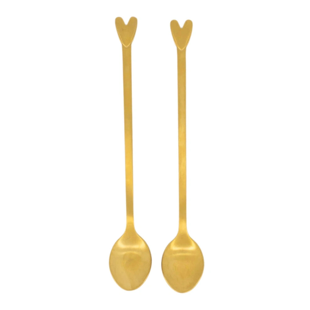 Zusss Set Van 2 Lange Lepels Hartje - Goud