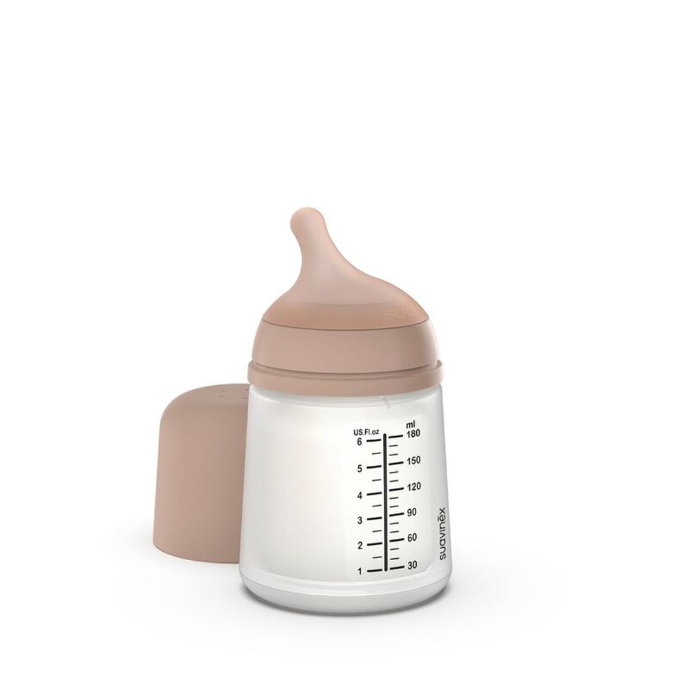 Suavinex - Anti-Koliek Zero.Zero Zuigfles - Langzaam Stromend S - 180ml - +0m - Almond