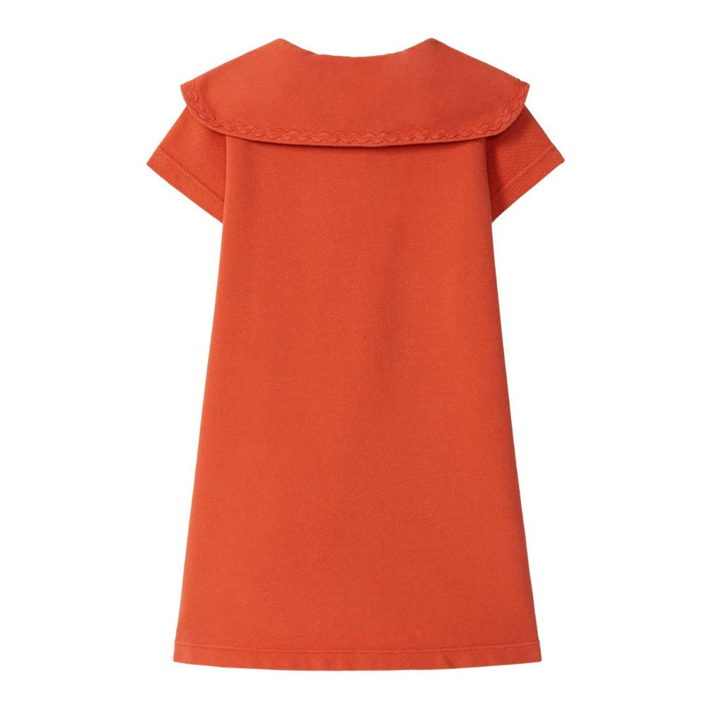 Laranjinha Piqué Zomer Jurk Voor Kinderen - Tomato