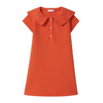 Laranjinha Piqué Zomer Jurk Voor Kinderen - Tomato