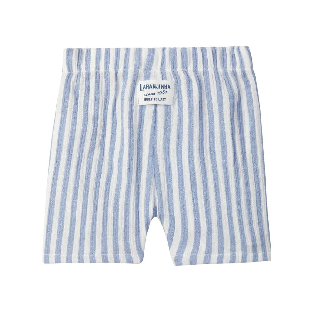 Shorts d'été rayés Laranjinha pour enfants - bleu moyen