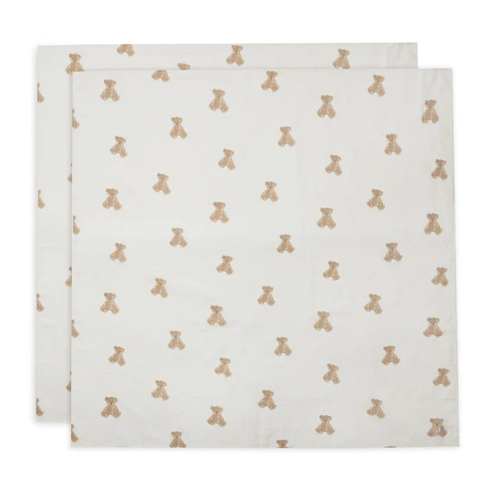 Jollein 2 Hydrofiele Doeken 115x115 - Teddy Bear