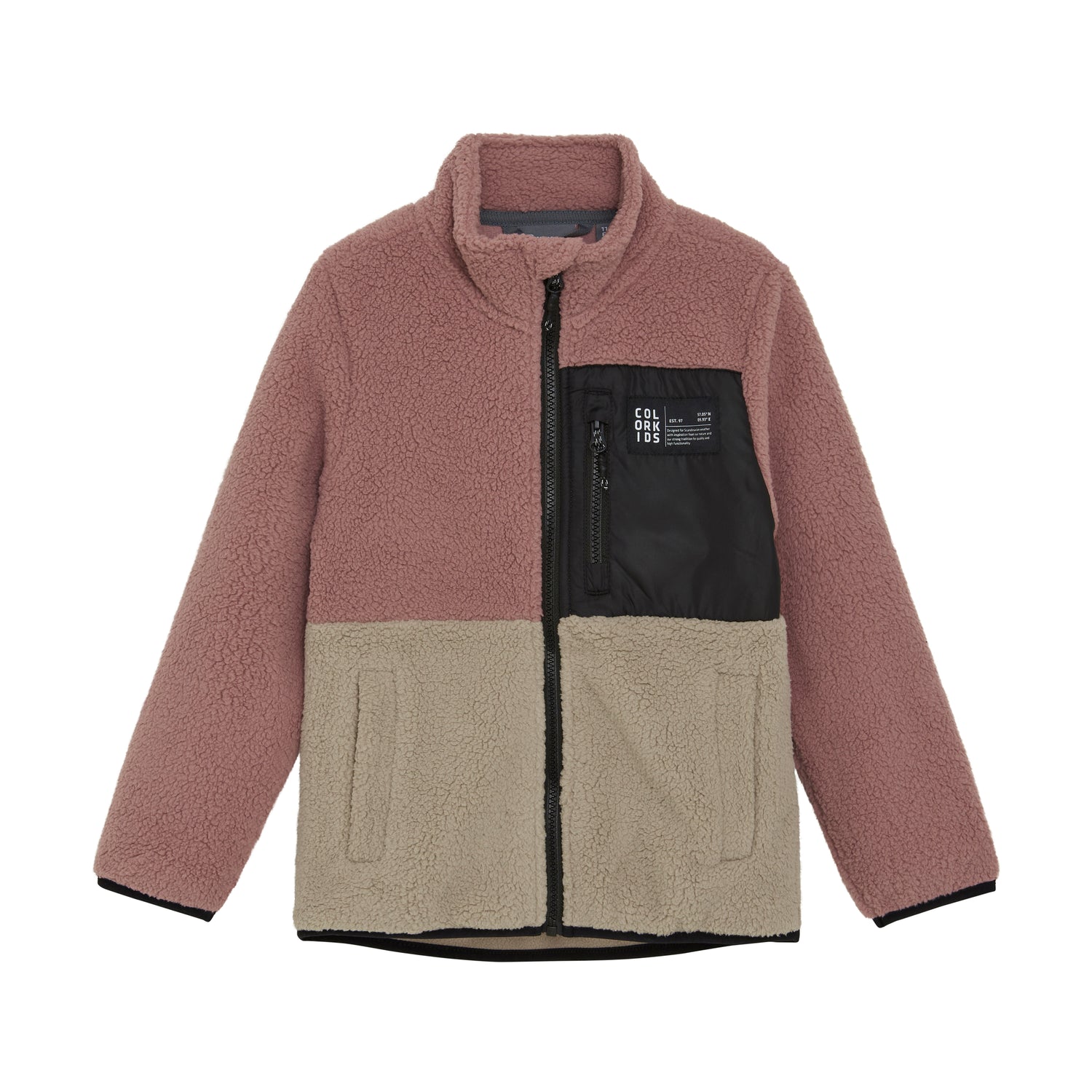 Colorkids Zachte Fleecejas Colorblock - Roos