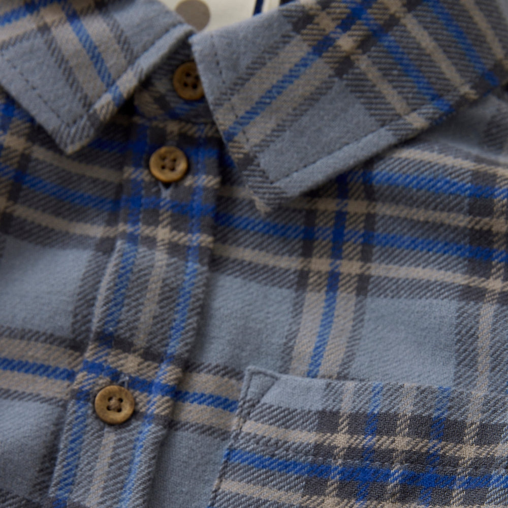 En Fant Hemd Ruitjes Blauw