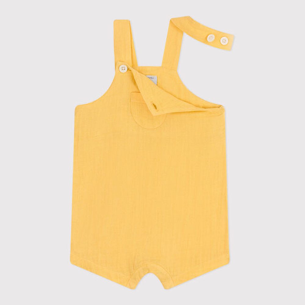 Petit Bateau Salopette Met Korte Pijpen Van Luchtig Katoen Voor Baby’s - Geel