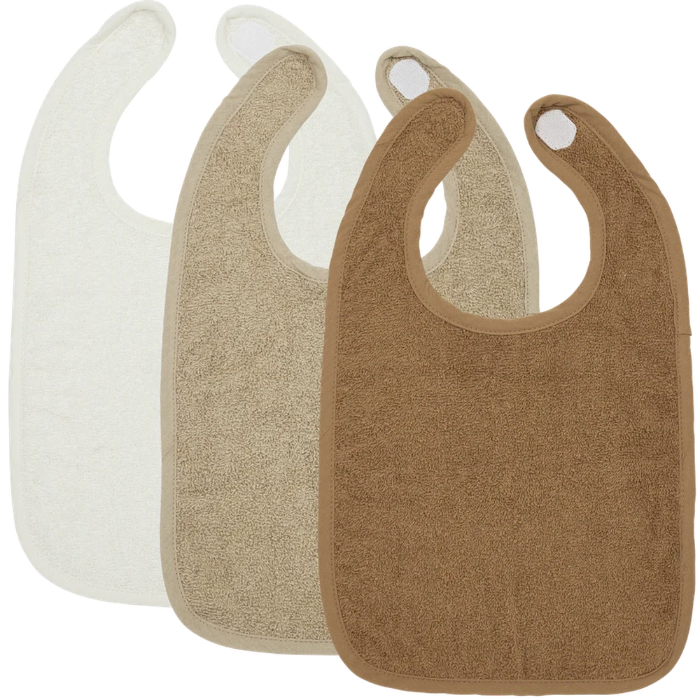 Meyco Lot de 3 bavoirs en tissu éponge - blanc cassé/sable/toffee
