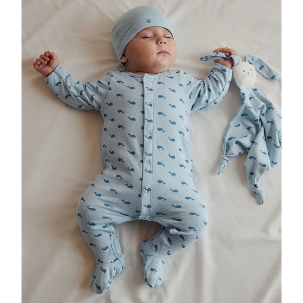 Petit Bateau Bodyjama Met Walvisprint In Tubic Voor Baby’s