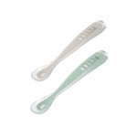 Béaba Set Van 2 Siliconen Babylepels + Opbergdoosje velvet grey / sage green