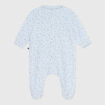 Petit Bateau Fluwelen Baby Pyjama Met Kraag en Sterretjes - Blauw