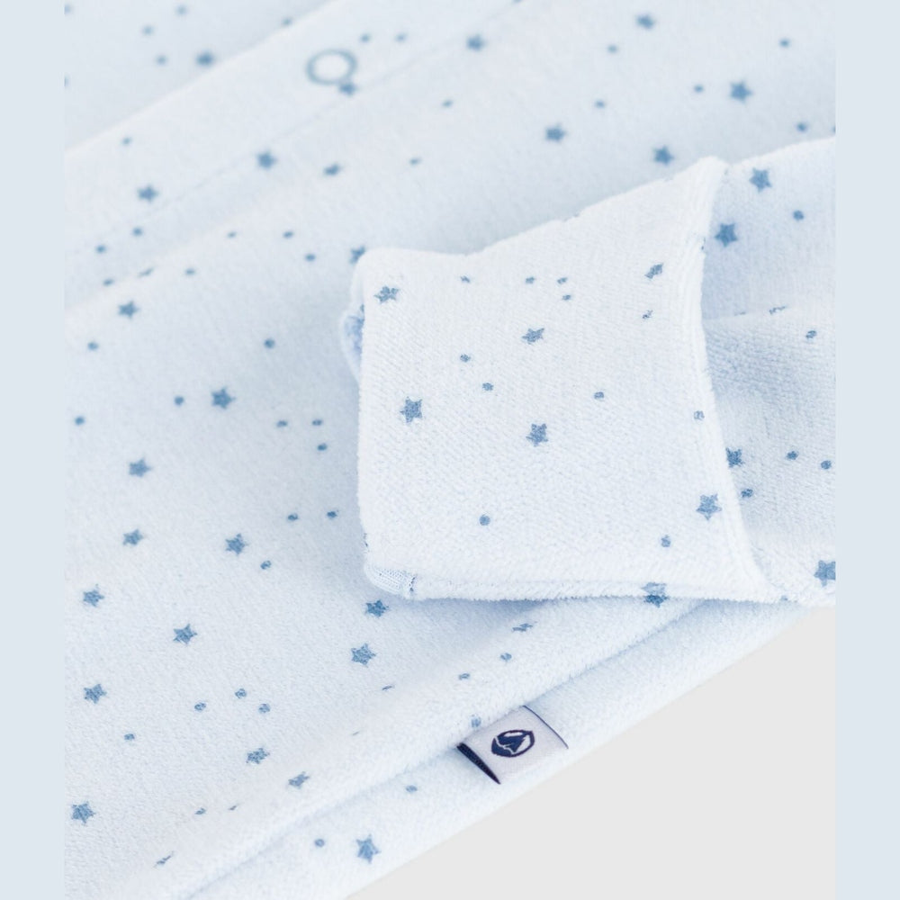 Petit Bateau Fluwelen Baby Pyjama Met Kraag en Sterretjes - Blauw