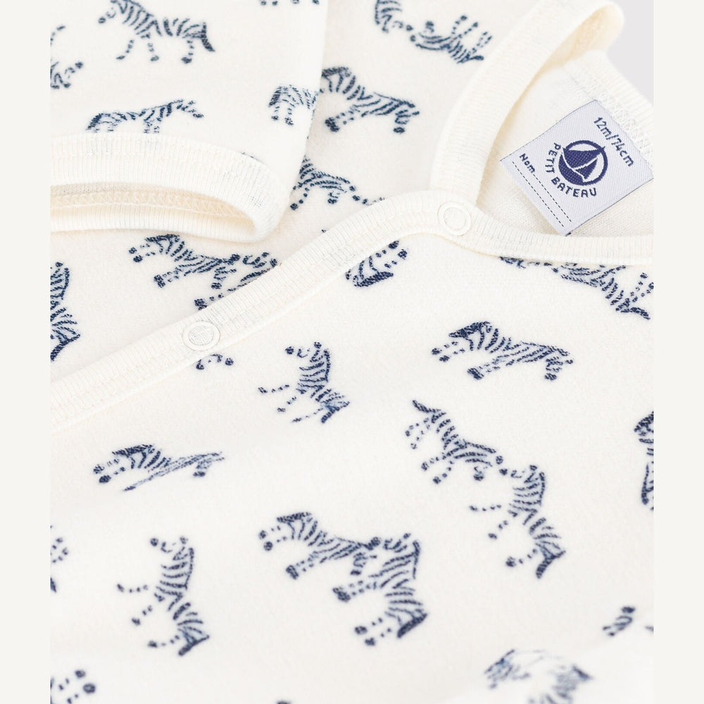 Petit Bateau Fluwelen Baby Pyjama Met Zebraprint
