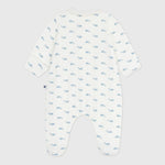 Petit Bateau Fluwelen Baby Pyjama Met Kraag En Walvisprint