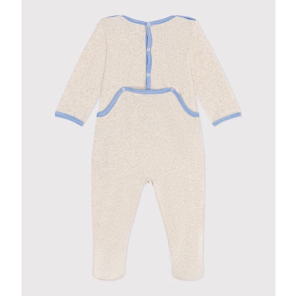 Petit Bateau Fluwelen Babypyjama Met Sluiting Op De Rug - Walvis