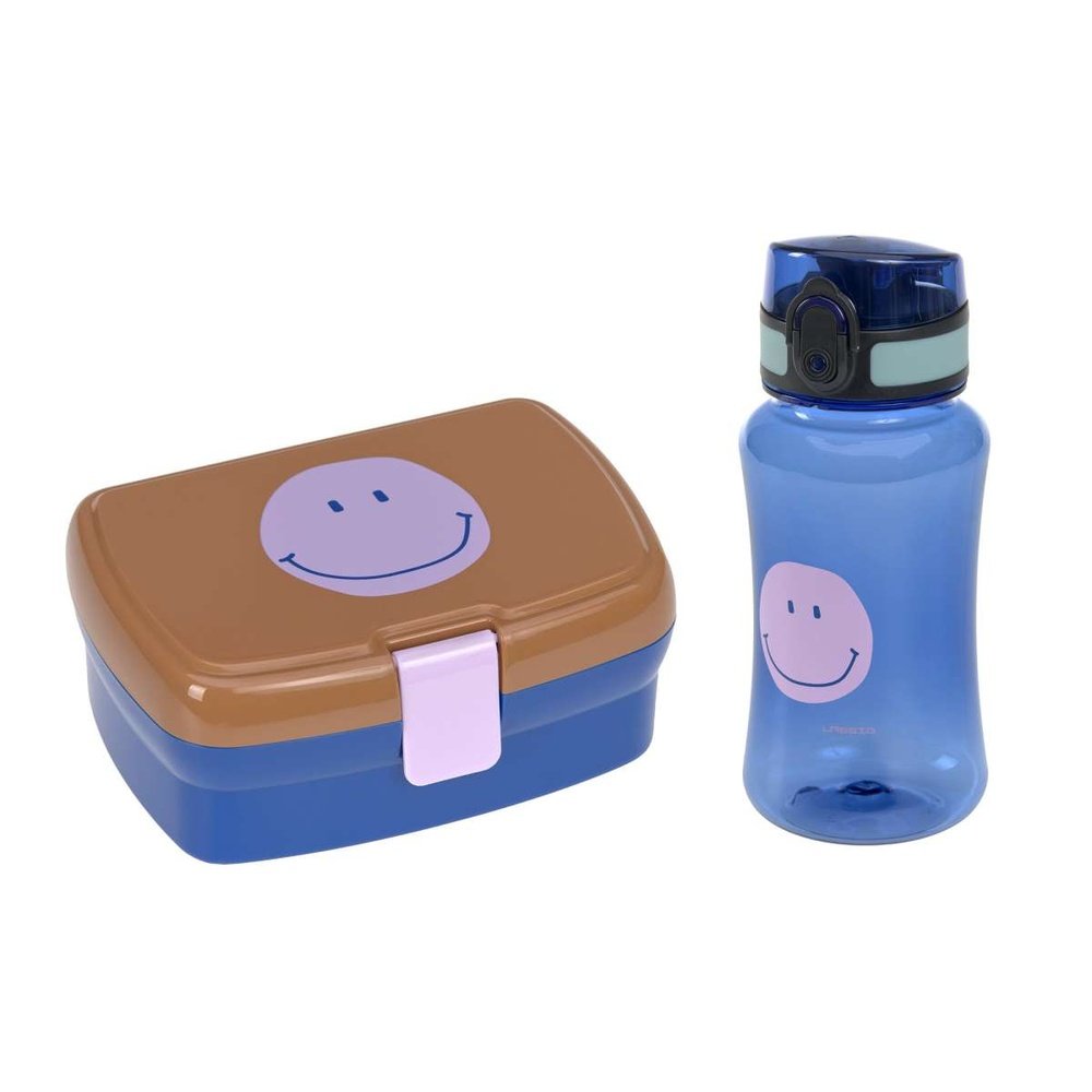 Lunchset Lunchbox & Drinkfles Little Gang - Smile Caramel/Blue